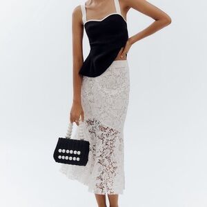 *Anthropologie Avec Les Filles Flared Lace Midi Skirt